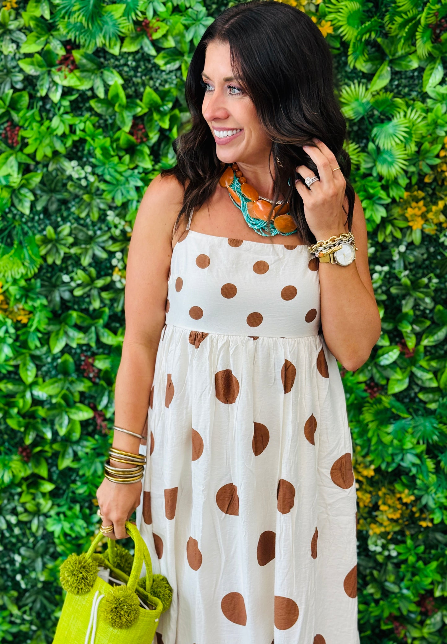Brown Big Dot Dreams Midi Sundress (Reg.)