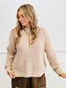 Beige Mock Neck Drop Shoulder Sweater Top (Reg.)