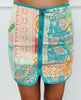 Turquoise Quilted Paisley Mini Skirt (Reg & Plus)