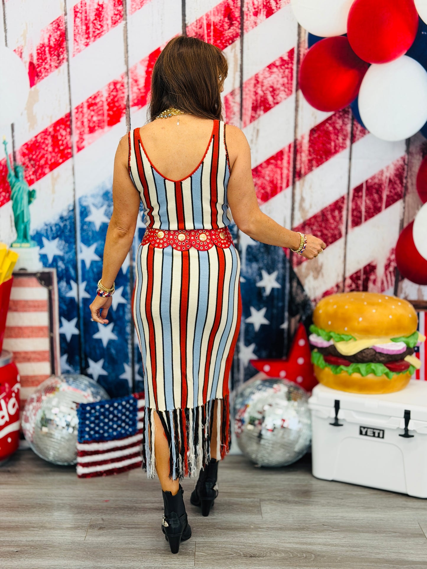 Striped Tassel Hem Midi Dress (Reg. and Plus)