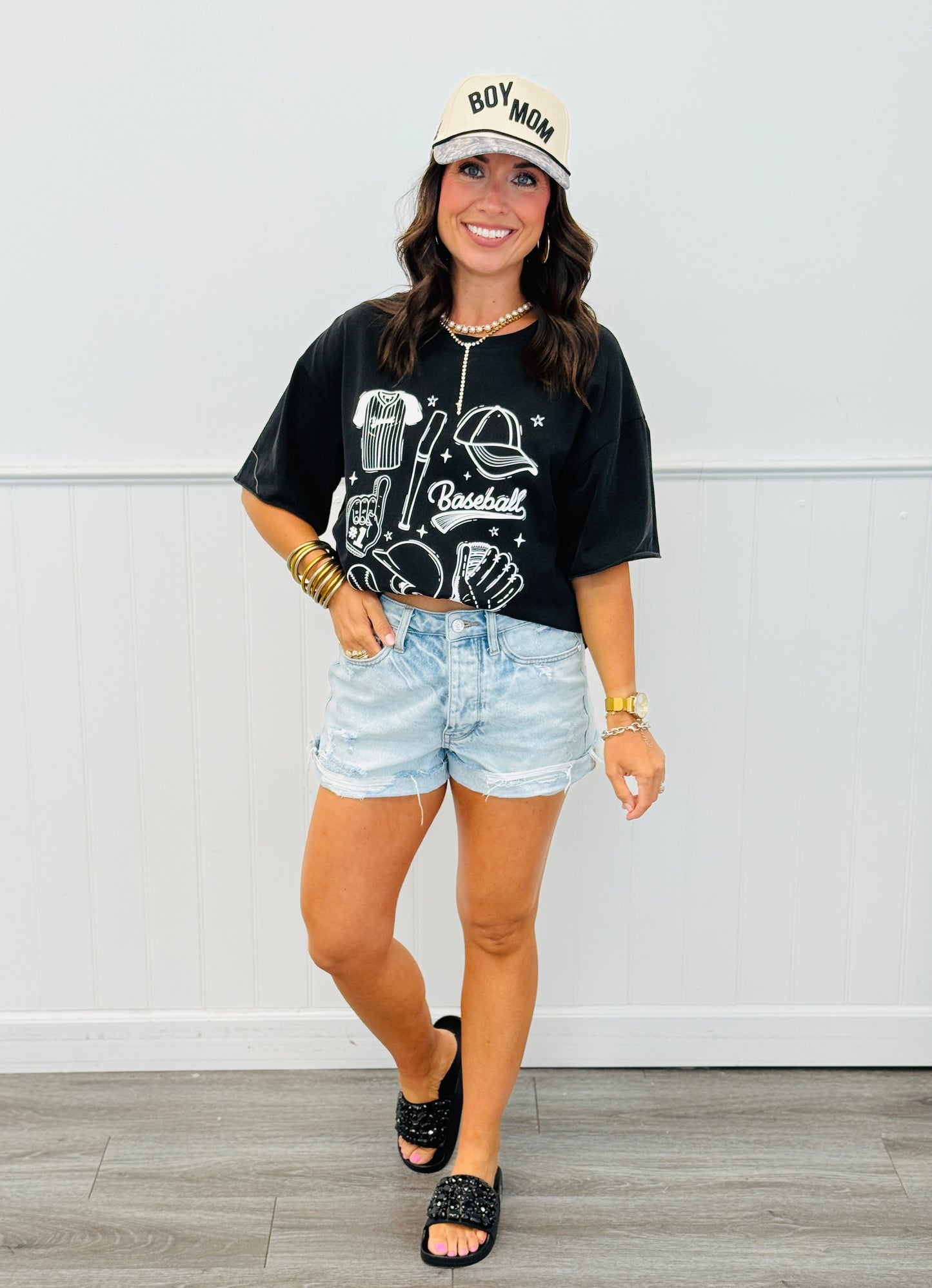 Black Baseball Elements Boxy Tee (Reg. and Plus)