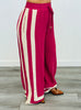 Cranberry Contrast Stripe Shirt & Pants Set (Reg & Plus)