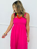 Hot Pink Smocked Balloon Leg Jumpsuit (Reg.)