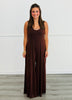 Brown Solid Strappy Jumpsuit (Reg & Plus)