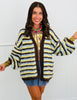 Brown Chunky Striped Open Front Sweater Cardigan (Reg.)