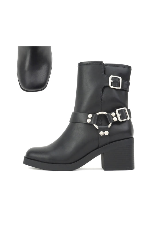 Black Almost There Ankle Moto Boot