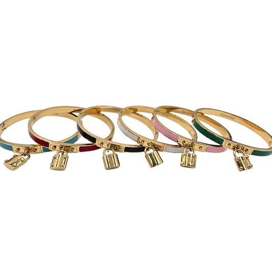 Enamel & Locket Charm Bangle (6 colors)