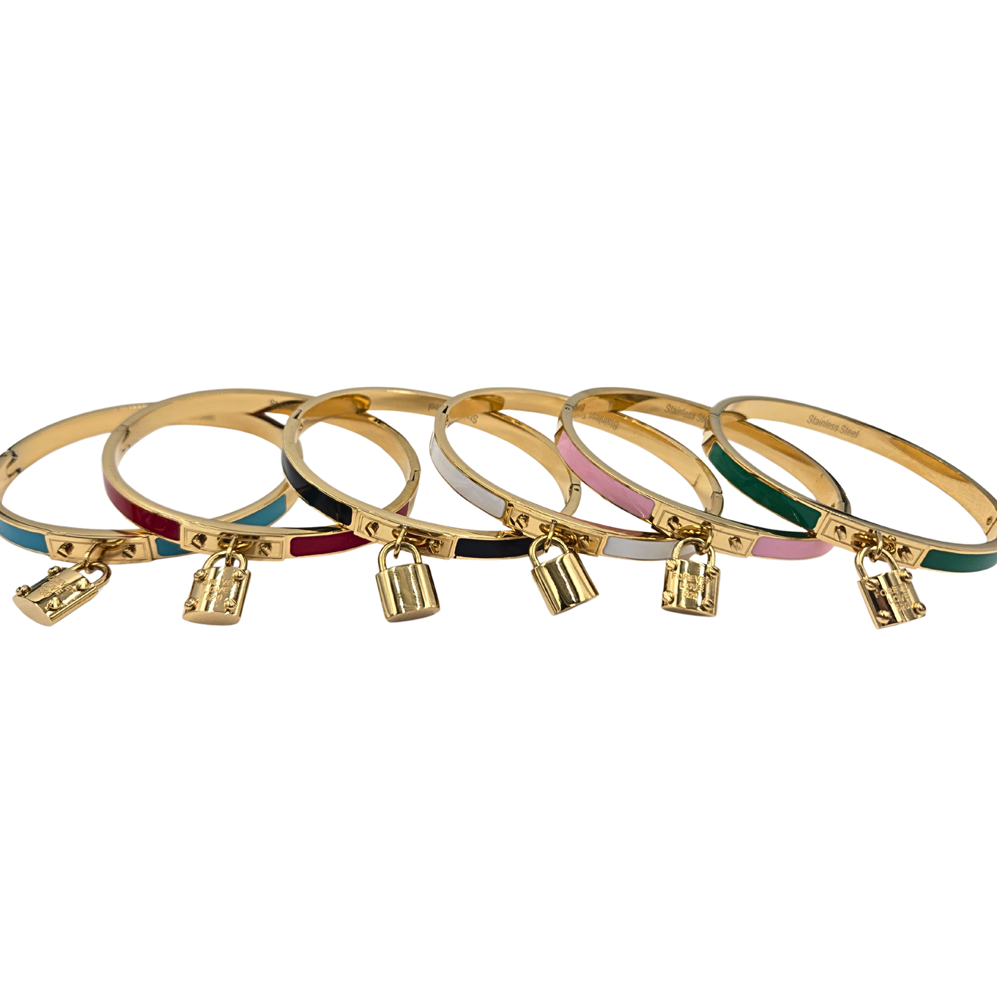 Enamel & Locket Charm Bangle (6 colors)