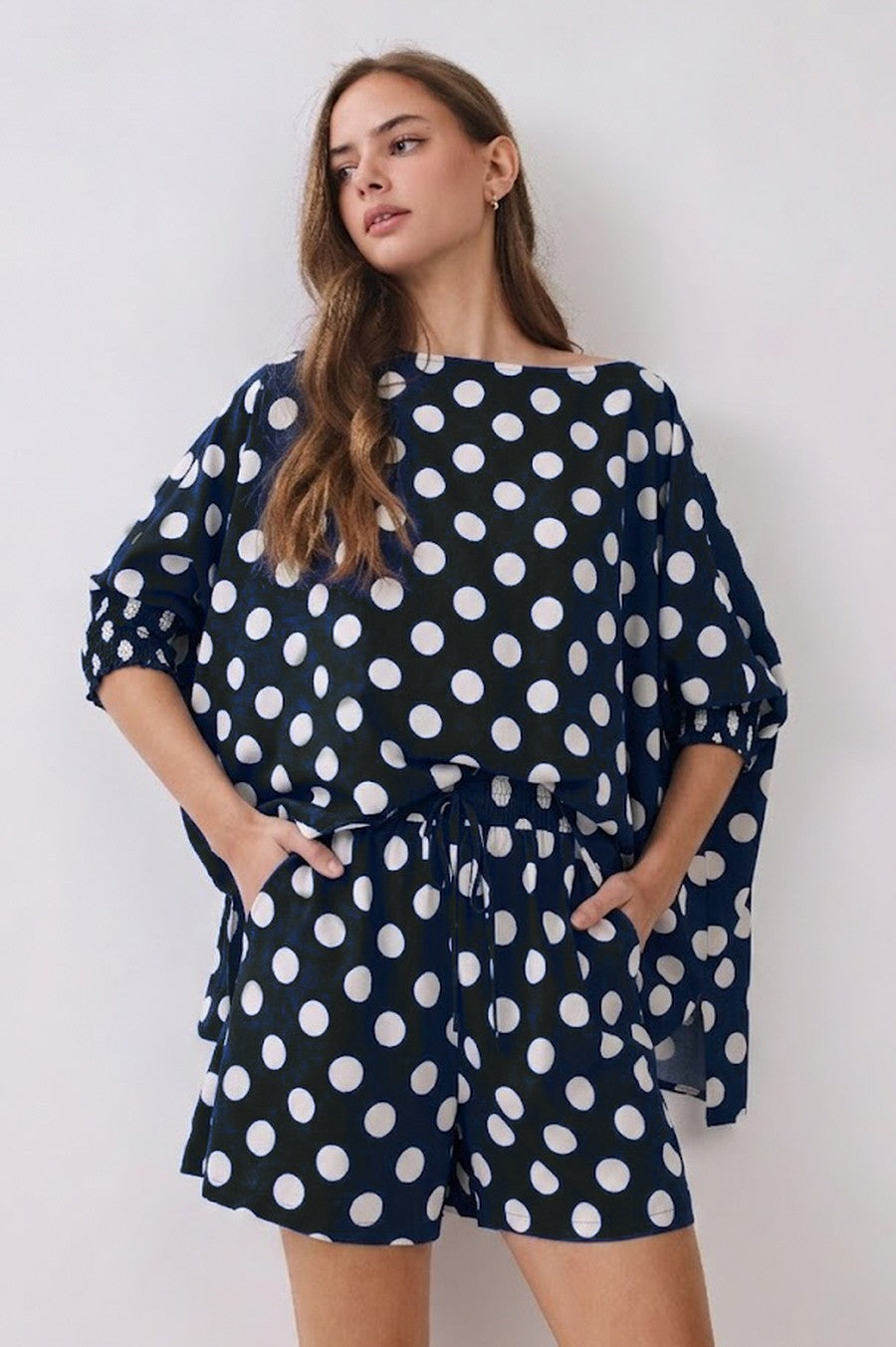 Navy/White Polka Dot Lounge Set (Reg. & Plus)