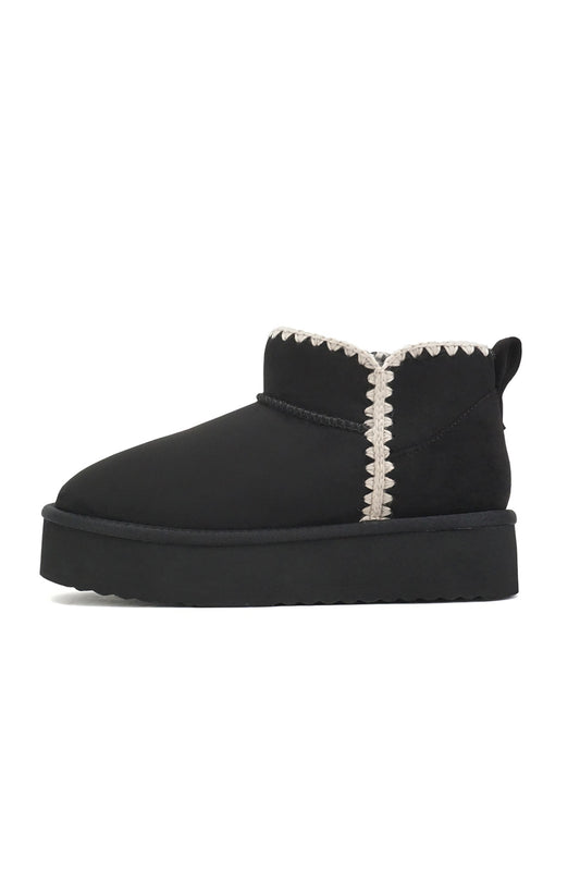 Black Cuddle Up Platform Booties