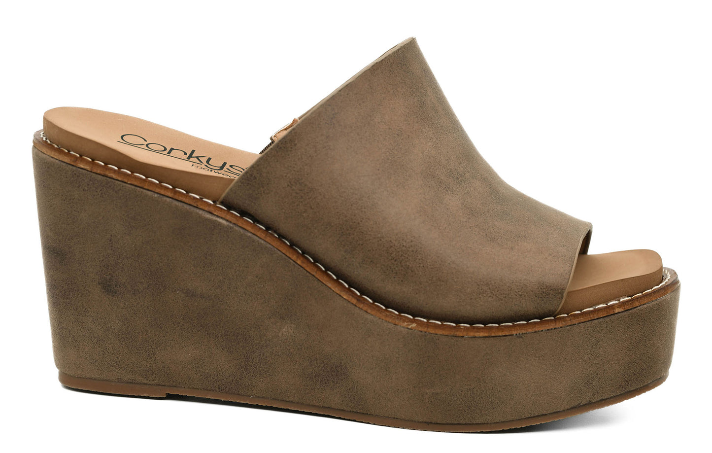 Corkys Tan Oil Mugshot Wedge Sandals