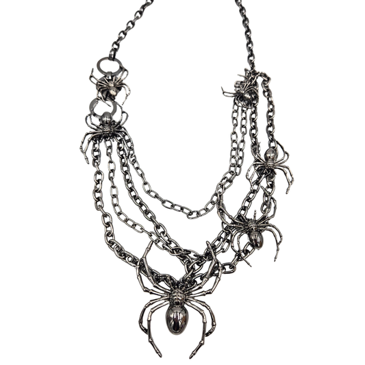 Gunmetal Spider Layered Necklace