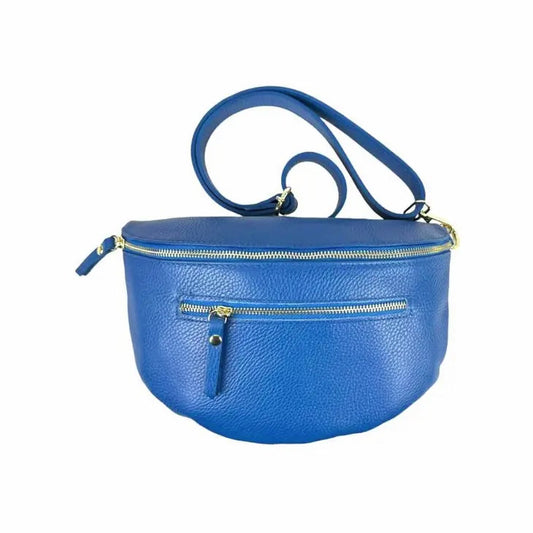 Denim Blue Leather Front Pocket Bum Bag