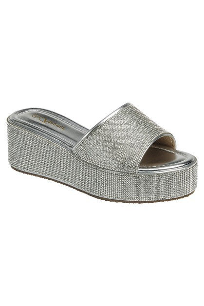Silver Spotlight Wedge Sandals