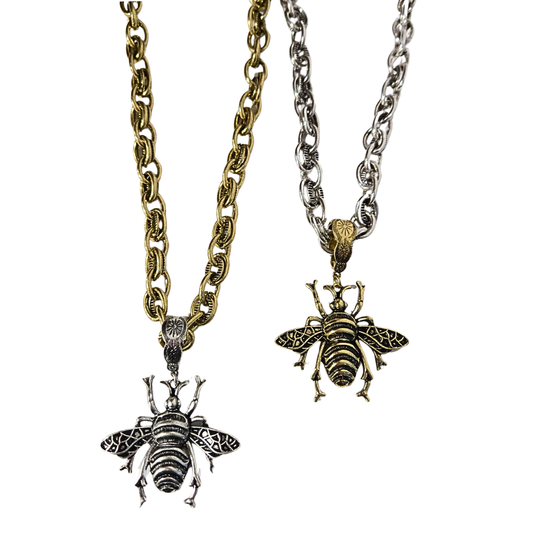 Two Tone Bee Pendant Necklace (2 colors)
