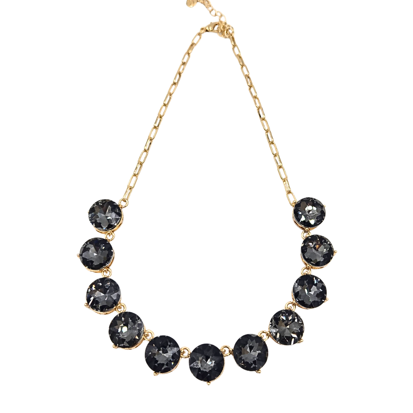 Round Black Jewel Statement Necklace