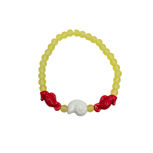 Frosted Yellow Bead Seahorse Bracelet