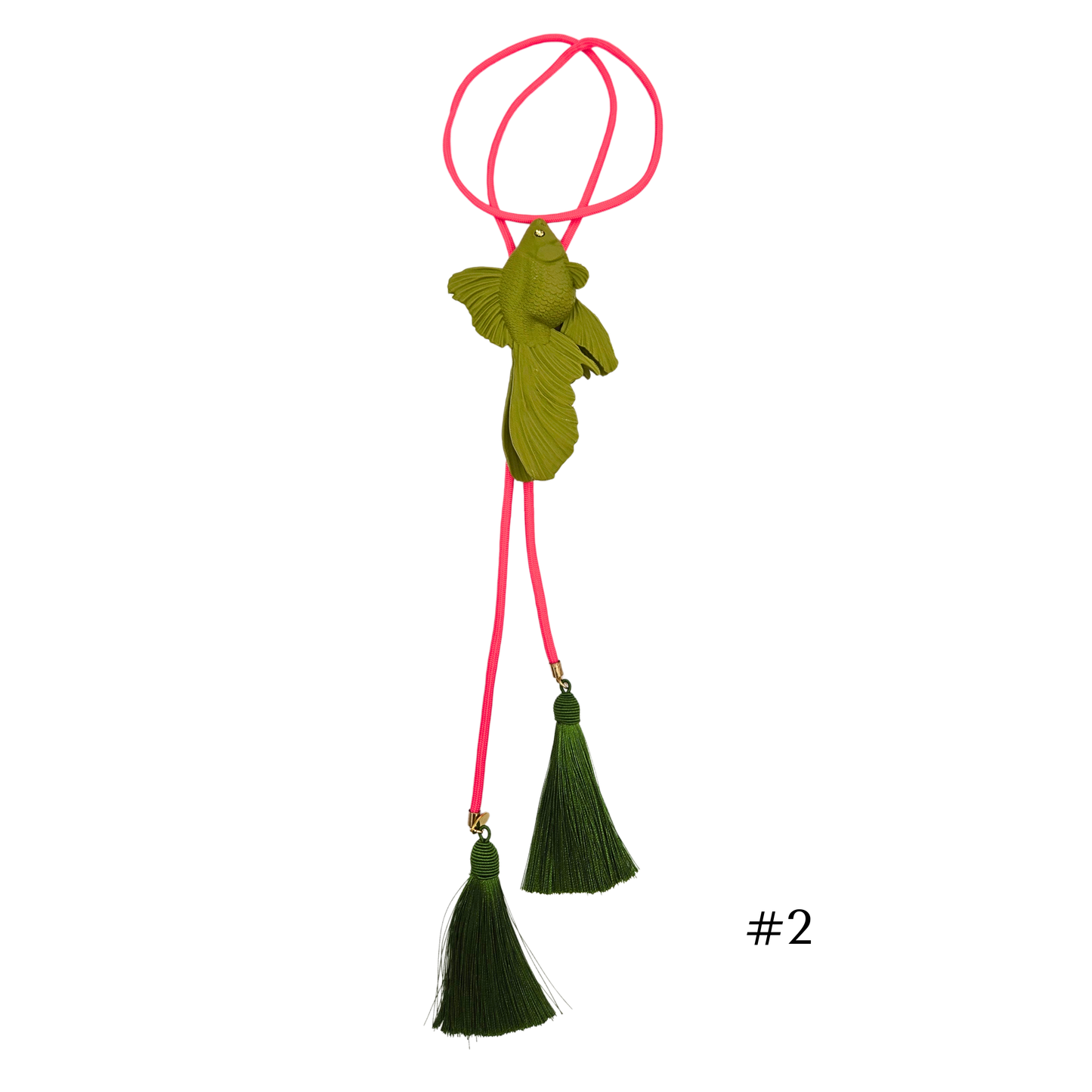 Rahya - Goldfish Bolo Necklace is Olive Green (3 styles)