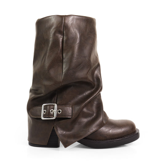 Brown Rule Breaker Buckle Boots