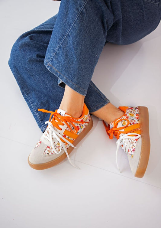 Orange Floral Best Bud Sneakers