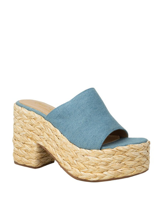 Denim Walking In Paradise Espadrille Platform Sandal