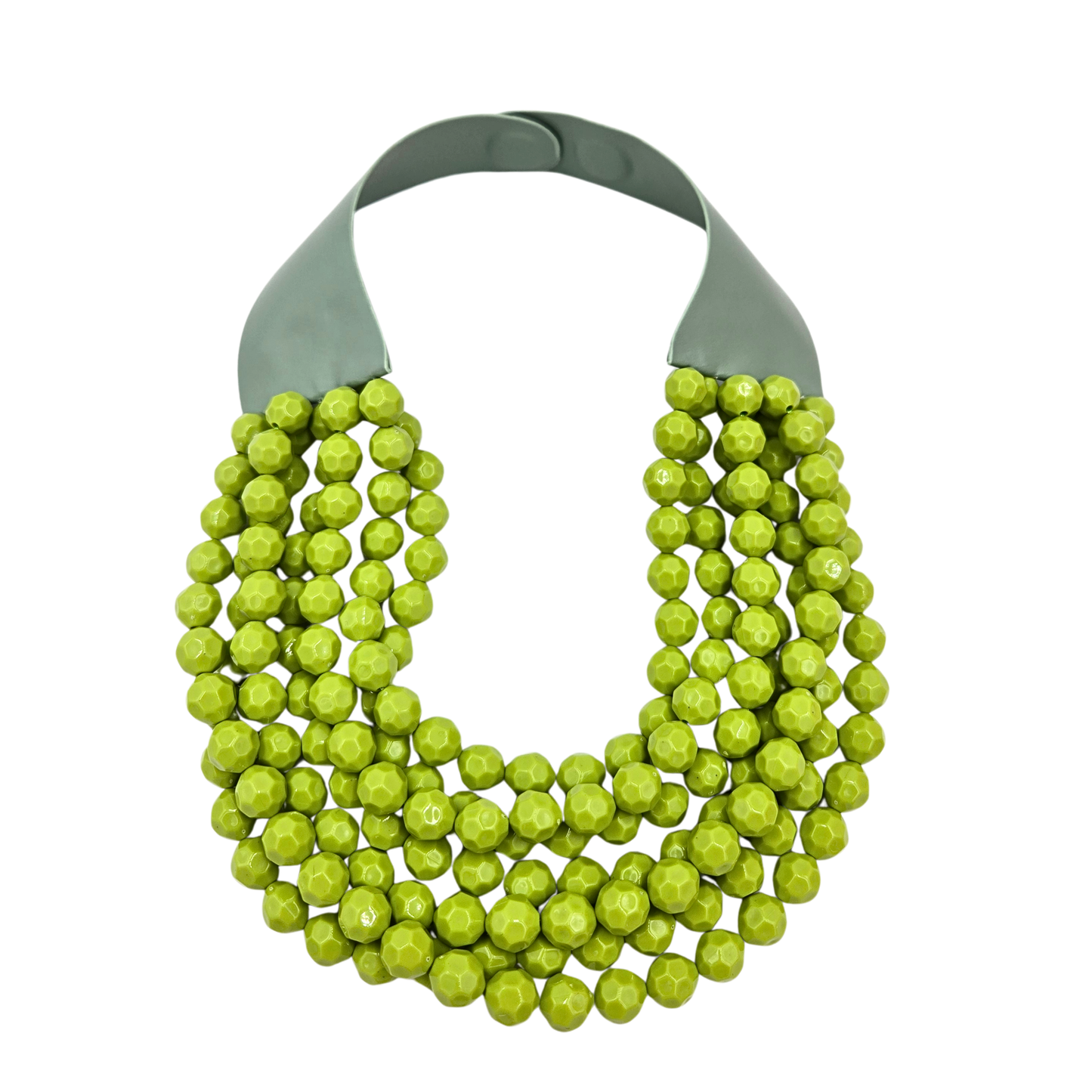 Layered Faceted Bead Statement Necklace - Light Green