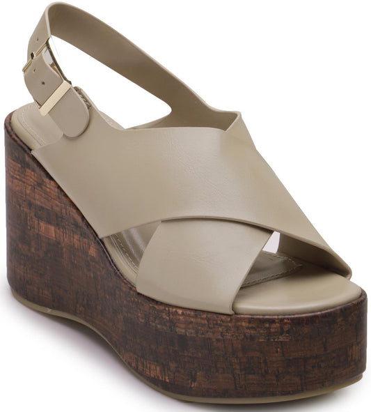 Tan Criss Cross Charm Wedges