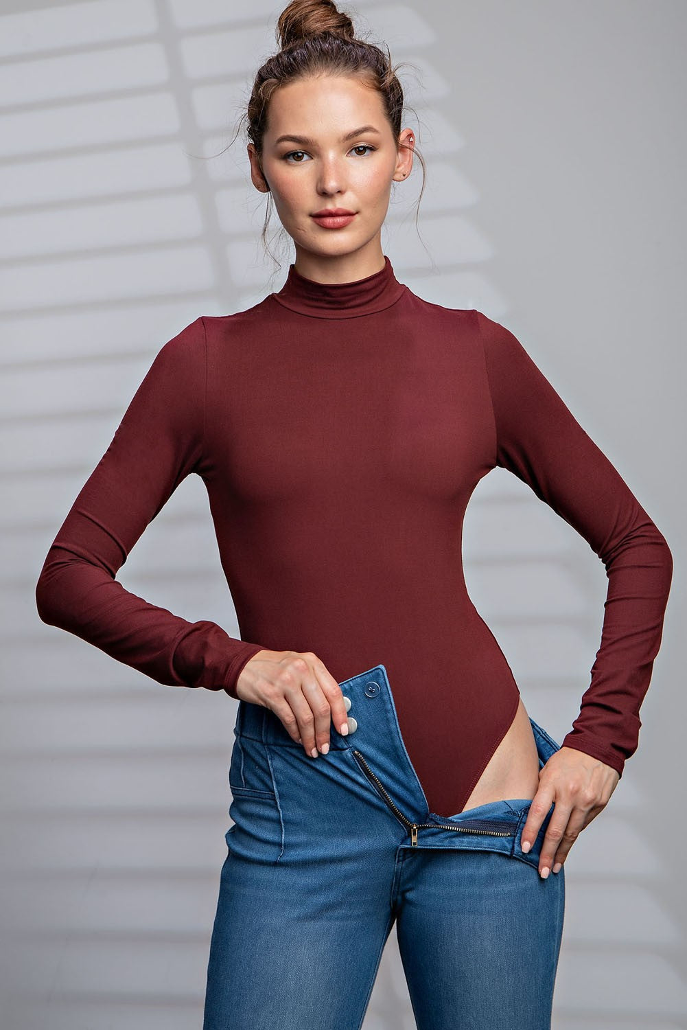 Butter Yoga Mock Neckline Bodysuit (Reg. and Plus) - 6 Colors