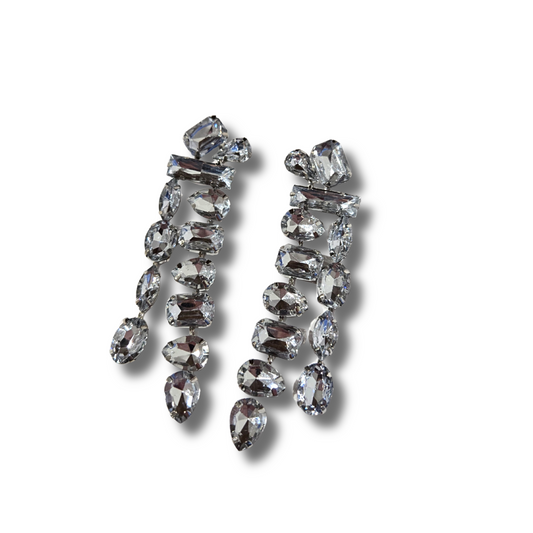 TJ - Silver Gemstone Rain Drop Earrings