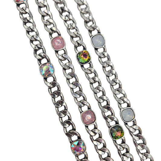 Antique Silver Jewel Necklace (4 colors)