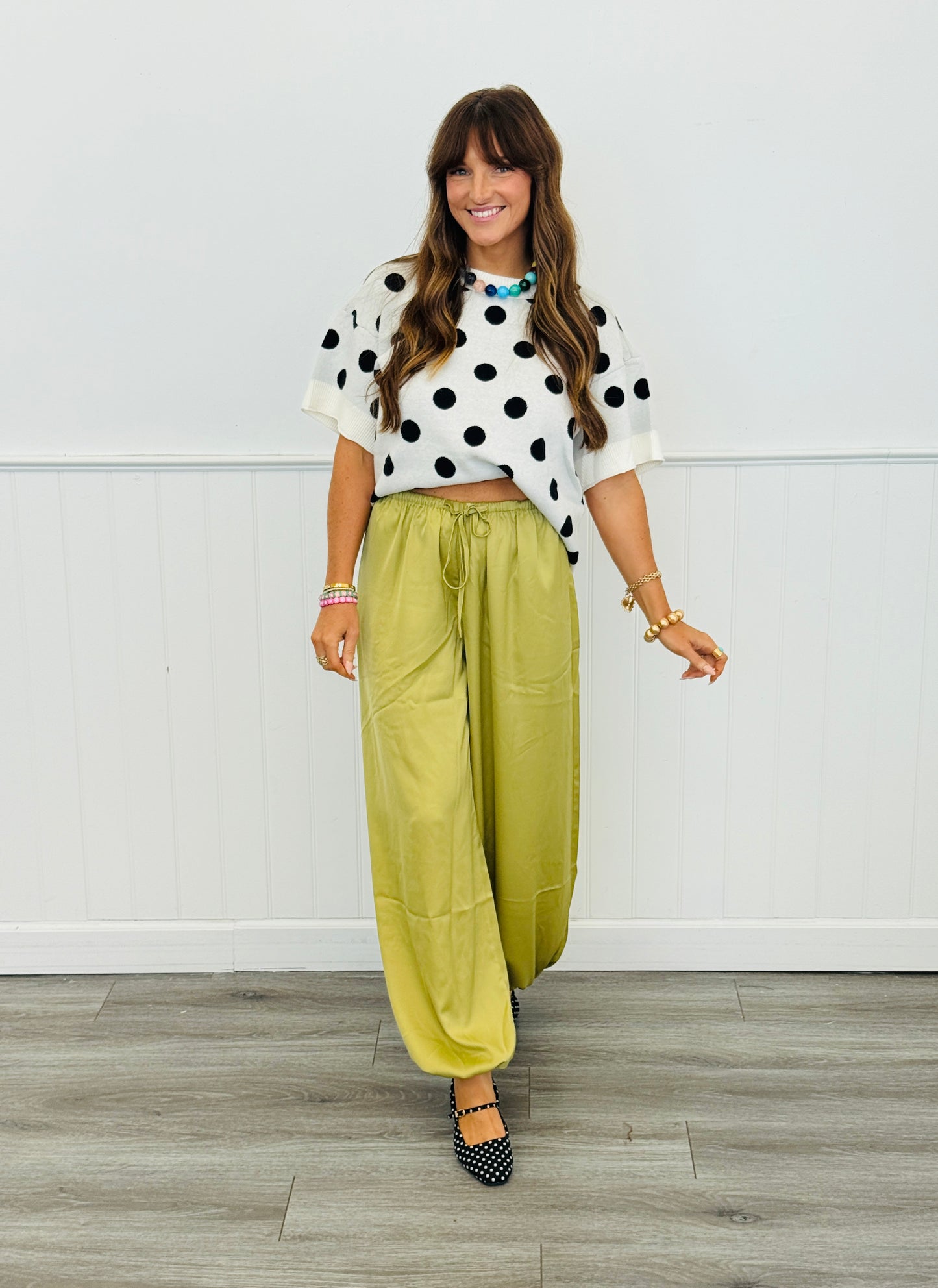 Polka Dot Short Sleeve Sweater Top (Reg.) - 3 Colors