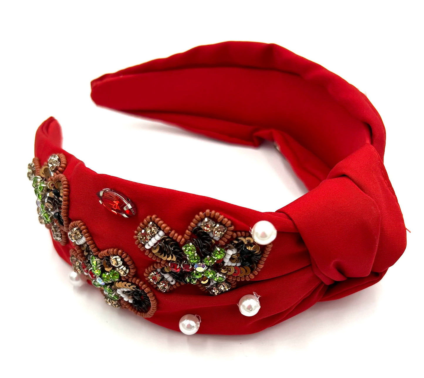 Sequin Gingerbread Man Headband -Red