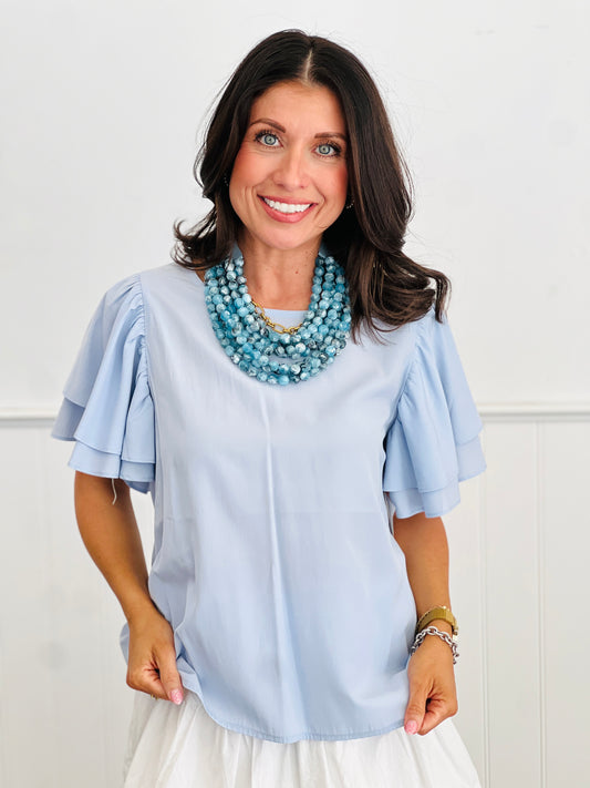 Light Peri Dull Satin Blouse (Reg)