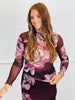 Plum/Mauve Long Sleeve Floral Mesh Top (Reg. and Plus)