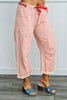 Coral Peach Striped Twill Barrel Pants (Reg & Plus)