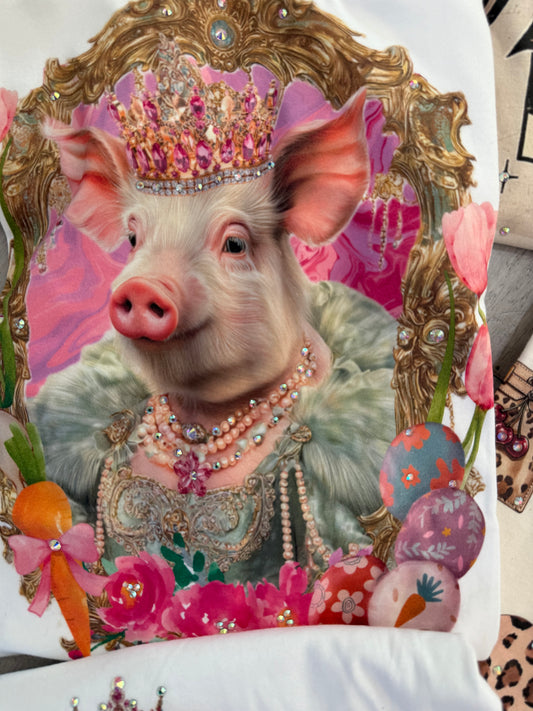 Lady Petunia Pig Rhinestone Tee (Reg. and Plus)