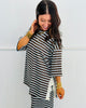 Striped Lace Side Slit Top (Reg. and Plus) - 6 Colors