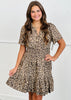 Leopard Deep V-Neck Short Sleeve Mini Dress (Reg. and Plus)