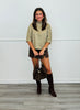 Olive Polka Dot Mock Neck Top (Reg.)
