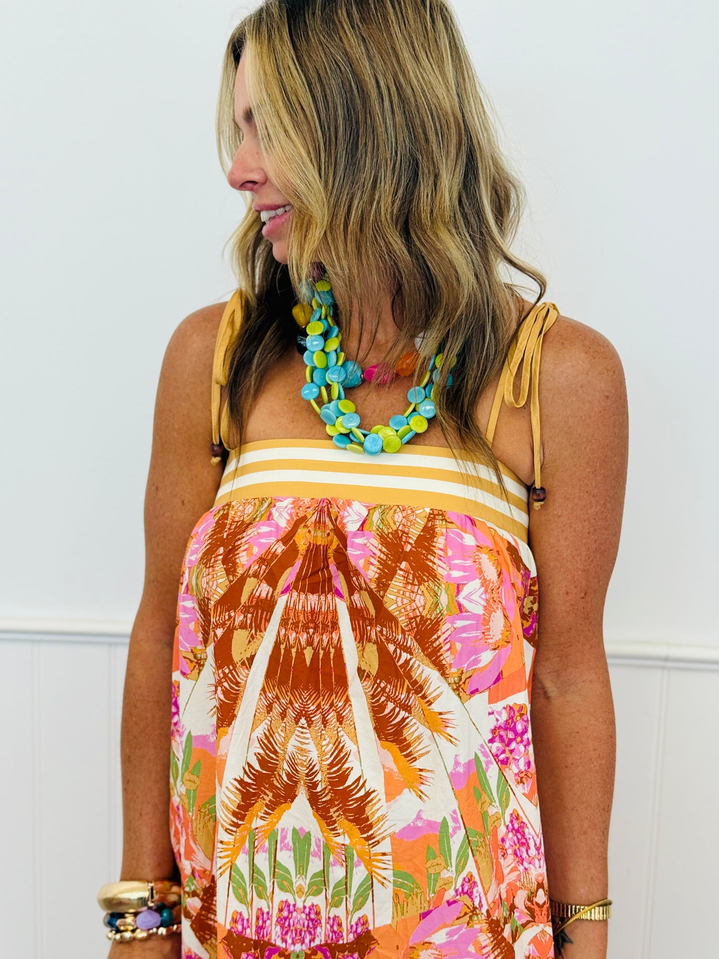 Orange/Pink Printed Maxi Dress (Reg.)