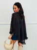 Dark Brown Sheer Cape Sleeve Blouse (Reg.)