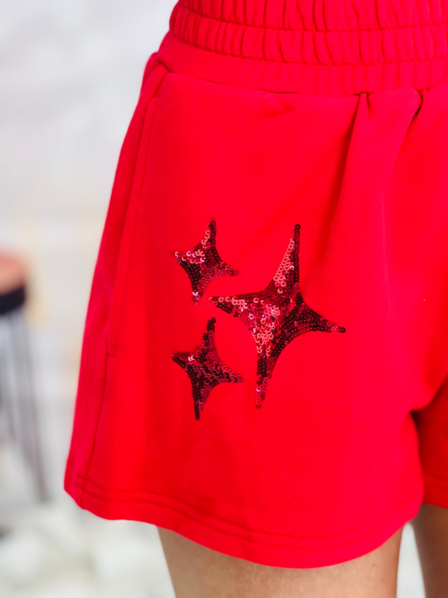 Queen Of Sparkles Red Sparkle Logo Shorts (Reg. and Plus)