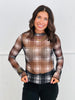 Plaid Check Long Sleeve Mesh Top (Reg & Plus)-2 Colors