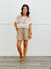 Taupe Stripe Crochet Sweater Top (Reg.)
