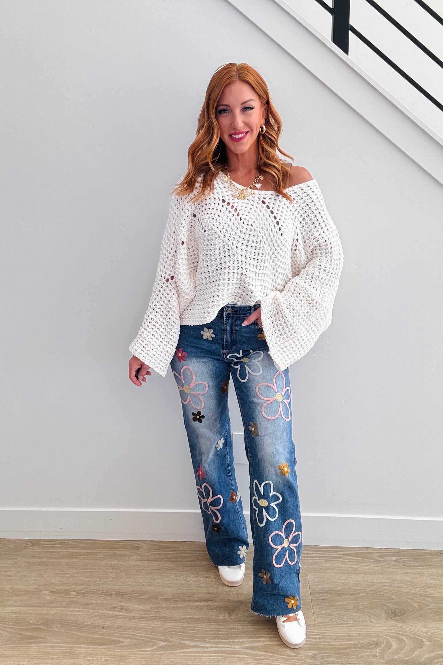 Floral Embroidered Denim Pants (Reg.)