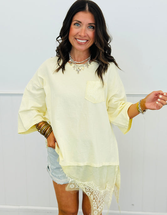 Yellow Lace Detail Top (One Size)