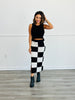Black/White Checkered Knit Pencil Midi Skirt (Reg. and Plus)
