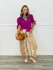 Fuchsia Lainey Tie Sleeve Top (Reg. and Plus)