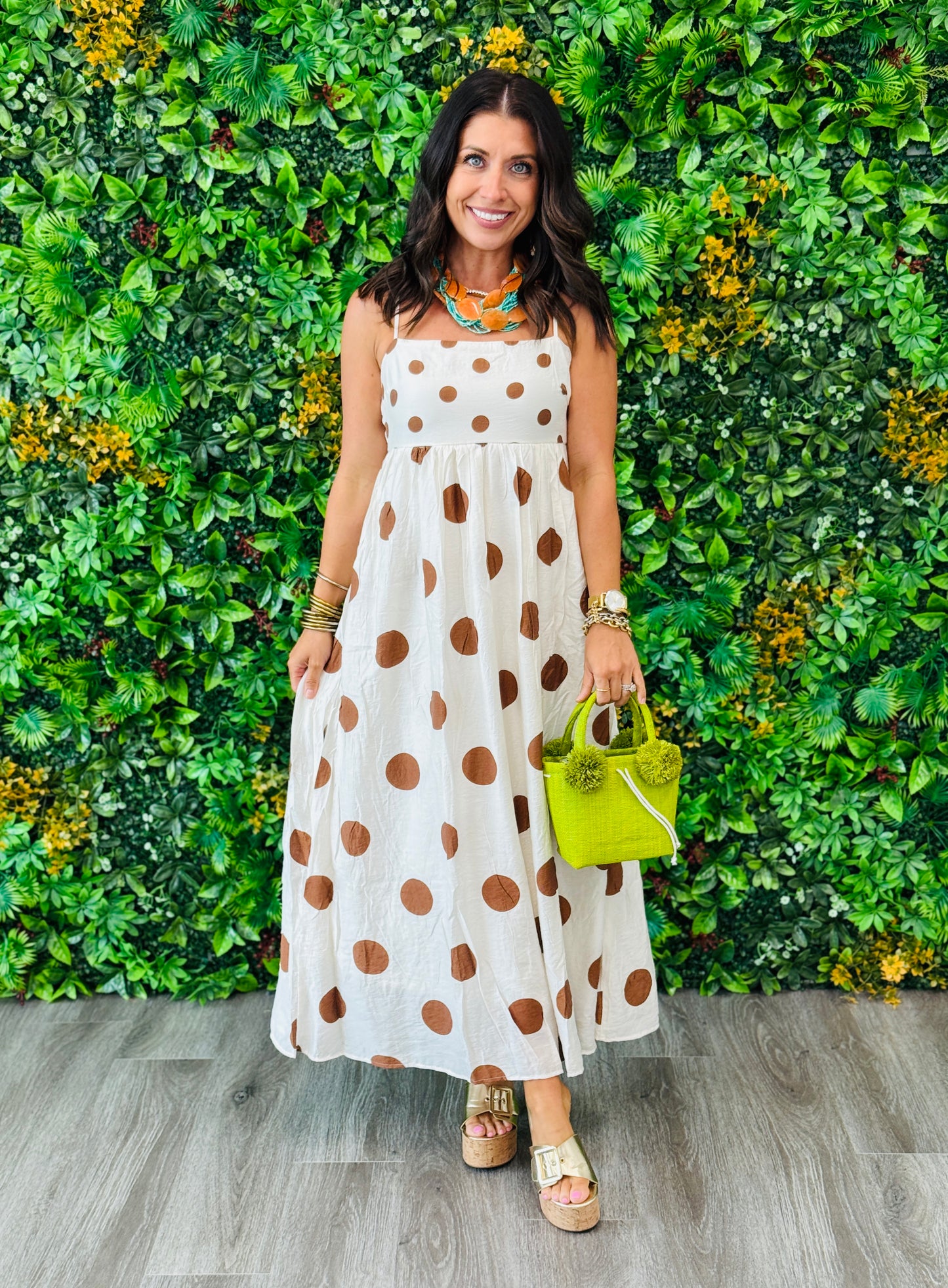Brown Big Dot Dreams Midi Sundress (Reg.)
