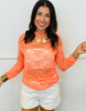 Floral Lace LS Mesh Top (Reg. and Plus) - 4 Colors